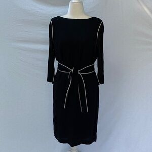 Boden Black Dress with White Contrast Piping